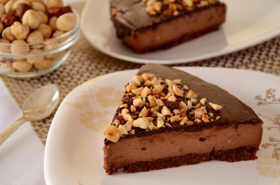 Chocolate-Glazed Nutella Mousse Cake slice